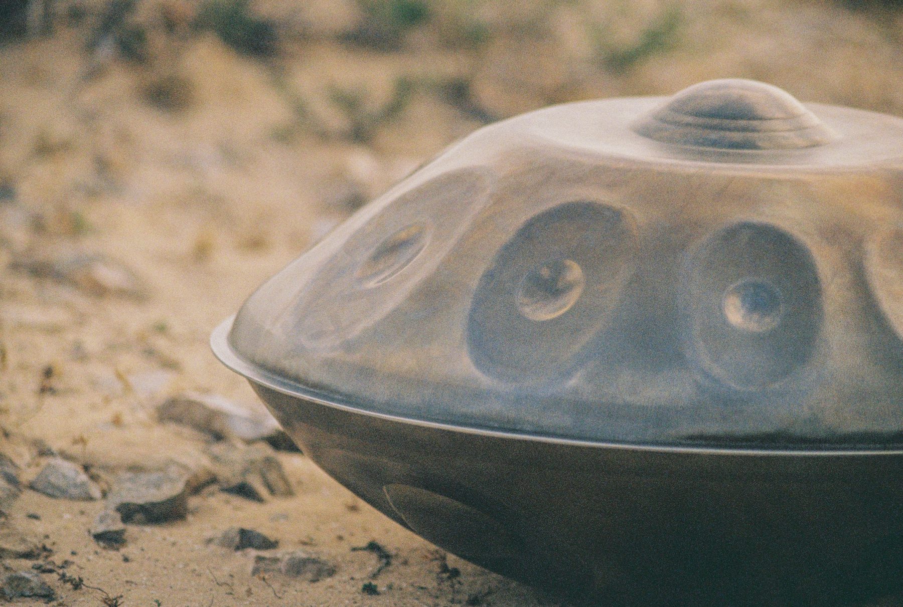 A handpan resting in soft natural light